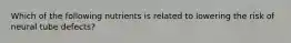 Which of the following nutrients is related to lowering the risk of neural tube defects?