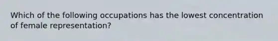 Which of the following occupations has the lowest concentration of female representation?