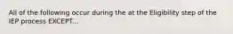 All of the following occur during the at the Eligibility step of the IEP process EXCEPT...