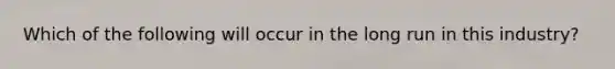 Which of the following will occur in the long run in this industry?