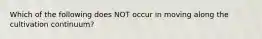 Which of the following does NOT occur in moving along the cultivation continuum?