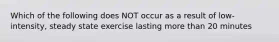 Which of the following does NOT occur as a result of low-intensity, steady state exercise lasting more than 20 minutes