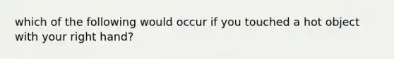 which of the following would occur if you touched a hot object with your right hand?