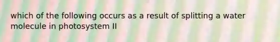 which of the following occurs as a result of splitting a water molecule in photosystem II