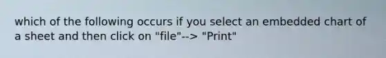 which of the following occurs if you select an embedded chart of a sheet and then click on "file"--> "Print"