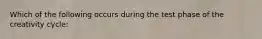 Which of the following occurs during the test phase of the creativity cycle: