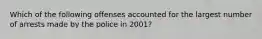 Which of the following offenses accounted for the largest number of arrests made by the police in 2001?