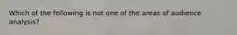 Which of the following is not one of the areas of audience analysis?