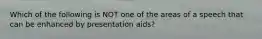 Which of the following is NOT one of the areas of a speech that can be enhanced by presentation aids?