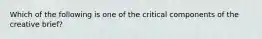 Which of the following is one of the critical components of the creative brief?