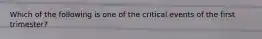 Which of the following is one of the critical events of the first trimester?