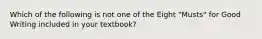 Which of the following is not one of the Eight "Musts" for Good Writing included in your textbook?