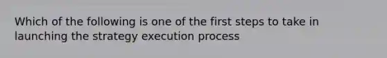 Which of the following is one of the first steps to take in launching the strategy execution process