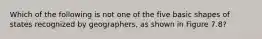 Which of the following is not one of the five basic shapes of states recognized by geographers, as shown in Figure 7.8?