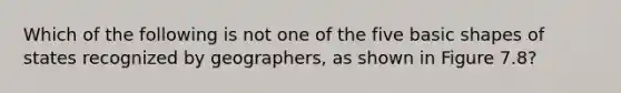 Which of the following is not one of the five basic shapes of states recognized by geographers, as shown in Figure 7.8?