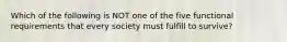 Which of the following is NOT one of the five functional requirements that every society must fulfill to survive?