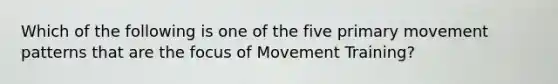 Which of the following is one of the five primary movement patterns that are the focus of Movement Training?