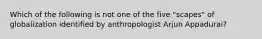 Which of the following is not one of the five "scapes" of globalization identified by anthropologist Arjun Appadurai?