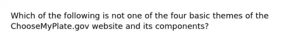 Which of the following is not one of the four basic themes of the ChooseMyPlate.gov website and its components?