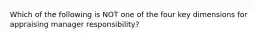 Which of the following is NOT one of the four key dimensions for appraising manager responsibility?