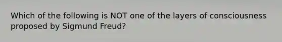 Which of the following is NOT one of the layers of consciousness proposed by Sigmund Freud?