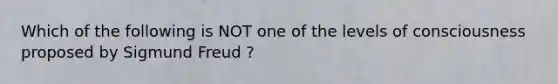 Which of the following is NOT one of the levels of consciousness proposed by Sigmund Freud ?