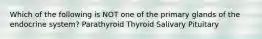 Which of the following is NOT one of the primary glands of the endocrine system? Parathyroid Thyroid Salivary Pituitary