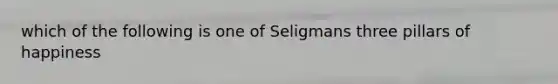 which of the following is one of Seligmans three pillars of happiness