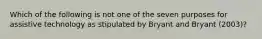 Which of the following is not one of the seven purposes for assistive technology as stipulated by Bryant and Bryant (2003)?