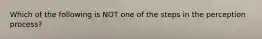 Which of the following is NOT one of the steps in the perception process?