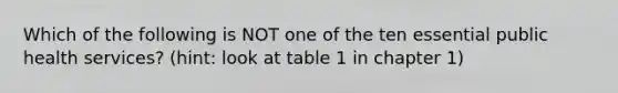 Which of the following is NOT one of the ten essential public health services? (hint: look at table 1 in chapter 1)