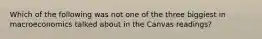 Which of the following was not one of the three biggiest in macroeconomics talked about in the Canvas​ readings?