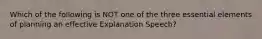 Which of the following is NOT one of the three essential elements of planning an effective Explanation Speech?