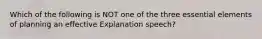 Which of the following is NOT one of the three essential elements of planning an effective Explanation speech?