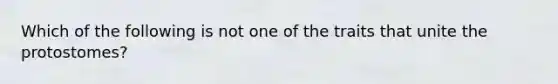 Which of the following is not one of the traits that unite the protostomes?