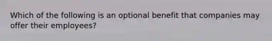 Which of the following is an optional benefit that companies may offer their employees?