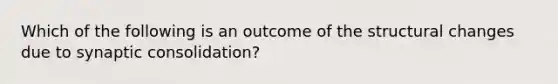 Which of the following is an outcome of the structural changes due to synaptic consolidation?