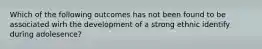 Which of the following outcomes has not been found to be associated wirh the development of a strong ethnic identify during adolesence?