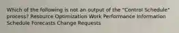 Which of the following is not an output of the "Control Schedule" process? Resource Optimization Work Performance Information Schedule Forecasts Change Requests