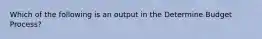 Which of the following is an output in the Determine Budget Process?