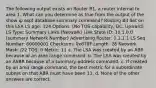 The following output exists on Router R1, a router internal to area 1. What can you determine as true from the output of the show ip ospf database summary command? Routing Bit Set on this LSA LS age: 124 Options: (No TOS-capability, DC, Upward) LS Type: Summary Links (Network) Link State ID: 10.1.0.0 (summary Network Number) Advertising Router: 1.1.1.1 LS Seq Number: 80000001 Checksum: 0x878F Length: 28 Network Mask: /22 TOS: 0 Metric: 11 a. The LSA was created by an ABR because of an area range command. b. The LSA was created by an ASBR because of a summary-address command. c. If created by an area range command, the best metric for a subordinate subnet on that ABR must have been 11. d. None of the other answers are correct.