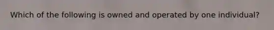 Which of the following is owned and operated by one individual?