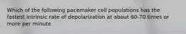 Which of the following pacemaker cell populations has the fastest intrinsic rate of depolarization at about 60-70 times or more per minute