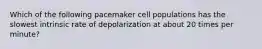 Which of the following pacemaker cell populations has the slowest intrinsic rate of depolarization at about 20 times per minute?