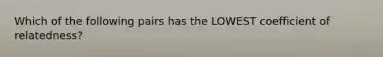 Which of the following pairs has the LOWEST coefficient of relatedness?