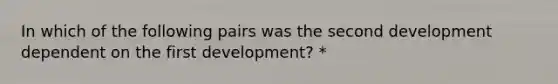 In which of the following pairs was the second development dependent on the first development? *