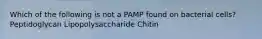 Which of the following is not a PAMP found on bacterial cells? Peptidoglycan Lipopolysaccharide Chitin