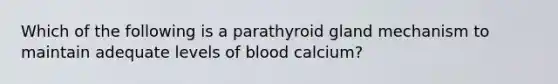 Which of the following is a parathyroid gland mechanism to maintain adequate levels of blood calcium?