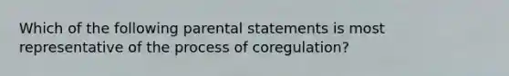 Which of the following parental statements is most representative of the process of coregulation?