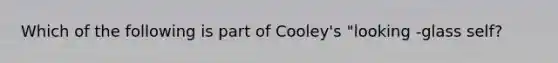 Which of the following is part of Cooley's "looking -glass self?